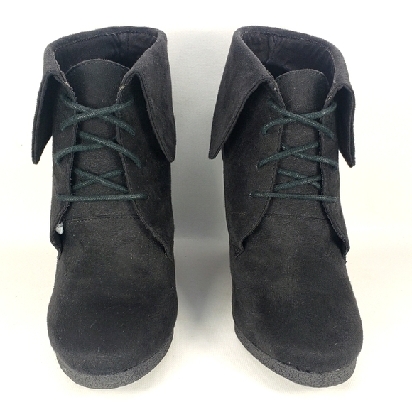 Mossimo Black Faux-suede Lace-Up, Wedge Bootie. Women's Size 8.5 M - Picture 7 of 12